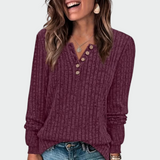 Ema - Women's Knit Sweater with Buttons