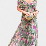 Magda - Long Floral Dress with V-Neck