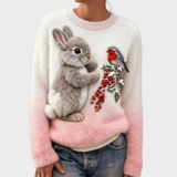 Lucy - Plush Sweater with a Christmas Bunny
