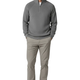 Men's Sweater with Half-Zip and Stand-Up Collar – Gray