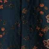 Short Sleeve Cotton Button-Up Shirt for Men, Floral, Navy for Summer