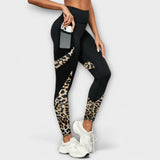 High-Waisted Training Pants with Leopard Print