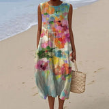 Route - Elegant Watercolour Effect Flowing Dress