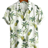 Men's Summer Cotton Shirt with Tropical Pineapple Pattern