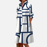 Midi dress with geometric pattern