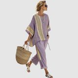 Rozálie - Ethnic bamboo linen striped set