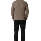 Men's Sweater with Half-Zip and Stand-Up Collar – Taupe Brown
