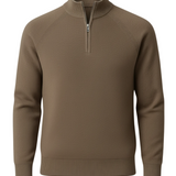 Men's Sweater with Half-Zip and Stand-Up Collar – Taupe Brown