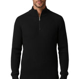 Men's Sweater with Half-Zip and Stand-Up Collar – Black