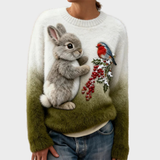 Lucy - Plush Sweater with a Christmas Bunny
