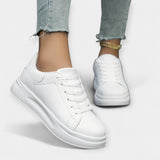 Stela - White Leather Sports Shoes