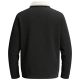 Men's Velvet Jacket with Sherpa Collar and Snaps - Black
