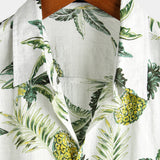 Men's Summer Cotton Shirt with Tropical Pineapple Pattern