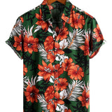 Men's short-sleeve shirt, green with flowers
