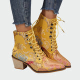 Meda - Leather Shoes with Flowers