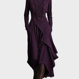 Teresa - Asymmetrical Knit Maxi Dress with Turtleneck