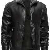 Elegant Leather Jacket with Fleece