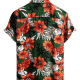 Men's short-sleeve shirt, green with flowers