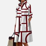 Midi dress with geometric pattern