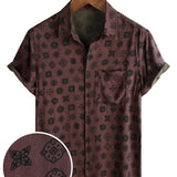 Classic Retro Short Sleeve Cotton Geometric Shirt for Men