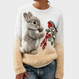 Lucy - Plush Sweater with a Christmas Bunny