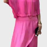 Stella - Wide top and pants with a slit – Two-piece chiffon set