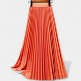 Veronika - Long Pleated Satin Skirt
