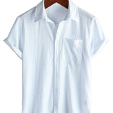 Casual Short Sleeve Cotton Shirt for Men for Summer