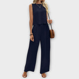 Valeria - Floral Petal Vest and Long Pants