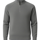 Men's Sweater with Half-Zip and Stand-Up Collar – Gray