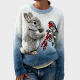 Lucy - Plush Sweater with a Christmas Bunny