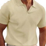 René - Striped Polo Shirt with V-Neck
