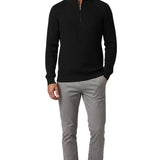 Men's Sweater with Half-Zip and Stand-Up Collar – Black