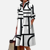 Midi dress with geometric pattern