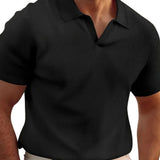 René - Striped Polo Shirt with V-Neck