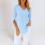 Dana - Elegant blouse with a V-neck and open sleeves