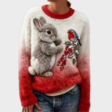 Lucy - Plush Sweater with a Christmas Bunny