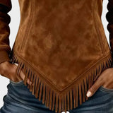 Petra – Elegant women's sweatshirt with fur and fringes