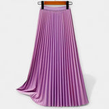 Veronika - Long Pleated Satin Skirt