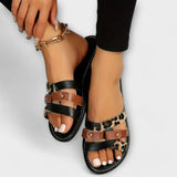 Leopard Print Sandals with Criss-Cross Straps