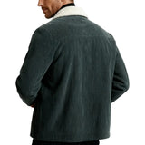 Men's Velvet Jacket with Sherpa Collar and Snap Buttons - Dark Graphite