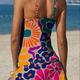 Faith - Floral Graphic Tankini with Shorts, Tummy Control Effect
