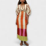 Kaya - Maxi dress with a neckline and balloon sleeves