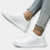 Stela - White Leather Sports Shoes