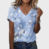 Anežka - Women's Floral Blouse with V-Neck