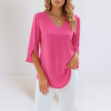 Dana - Elegant blouse with a V-neck and open sleeves