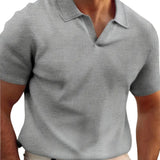 René - Striped Polo Shirt with V-Neck