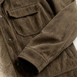 Men's Velvet Jacket with Sherpa Collar and Snaps - Brown Coffee