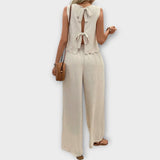Valeria - Floral Petal Vest and Long Pants