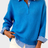 Viktoria - Colorful Sweater with Patchwork Check Pattern